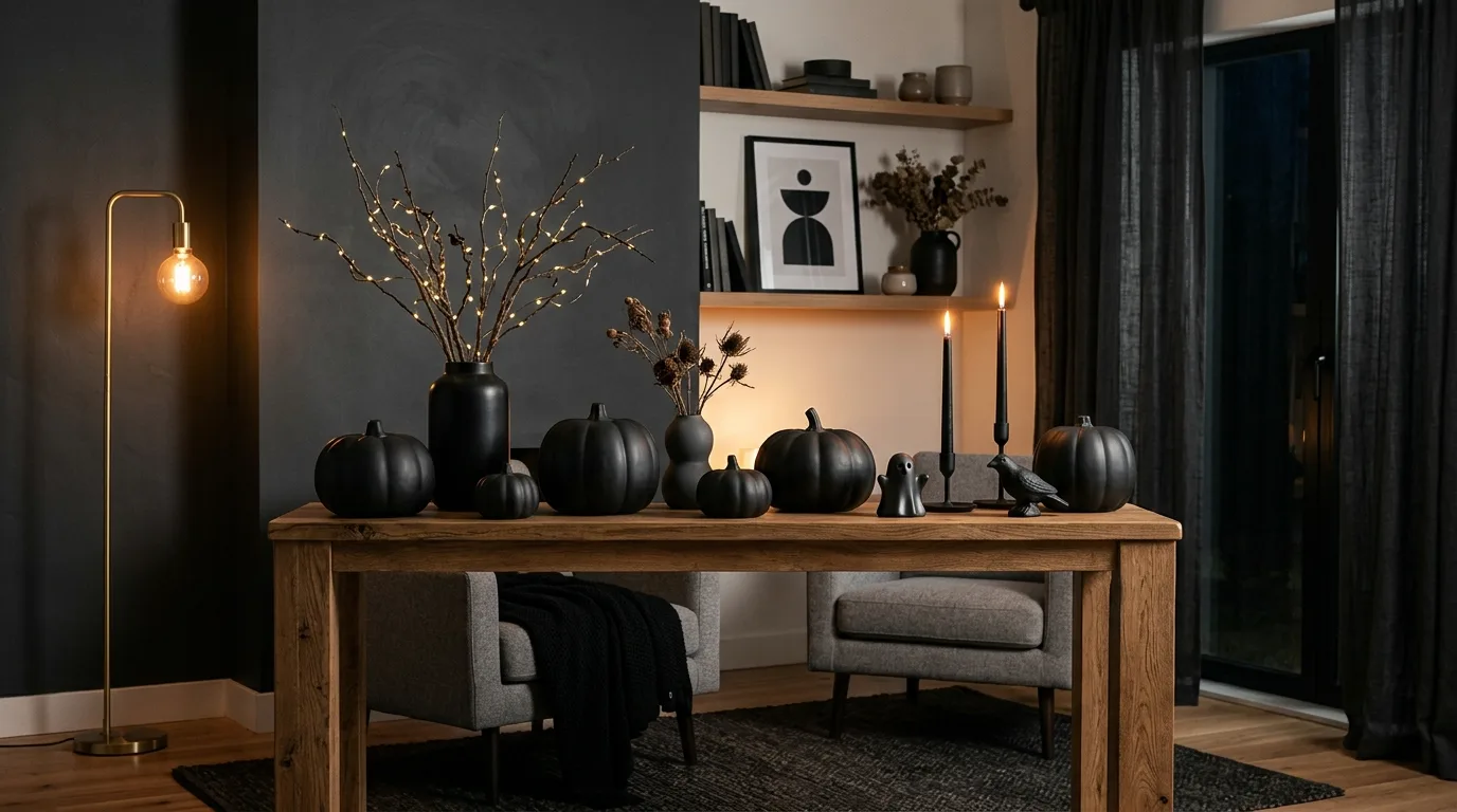 Rely on texture more than novelty pieces inspiration for an indoor Halloween setting.
